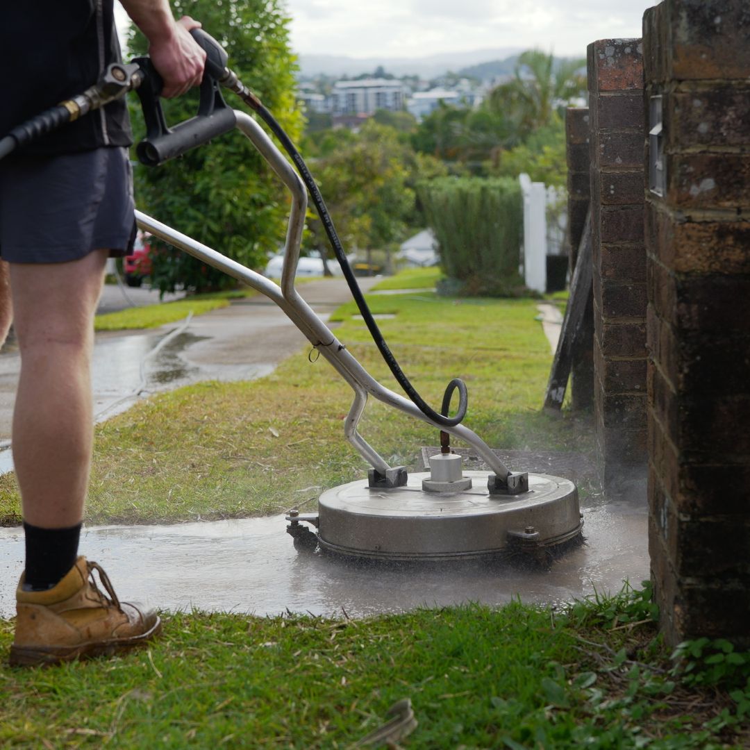 Oliver at work pressure washing