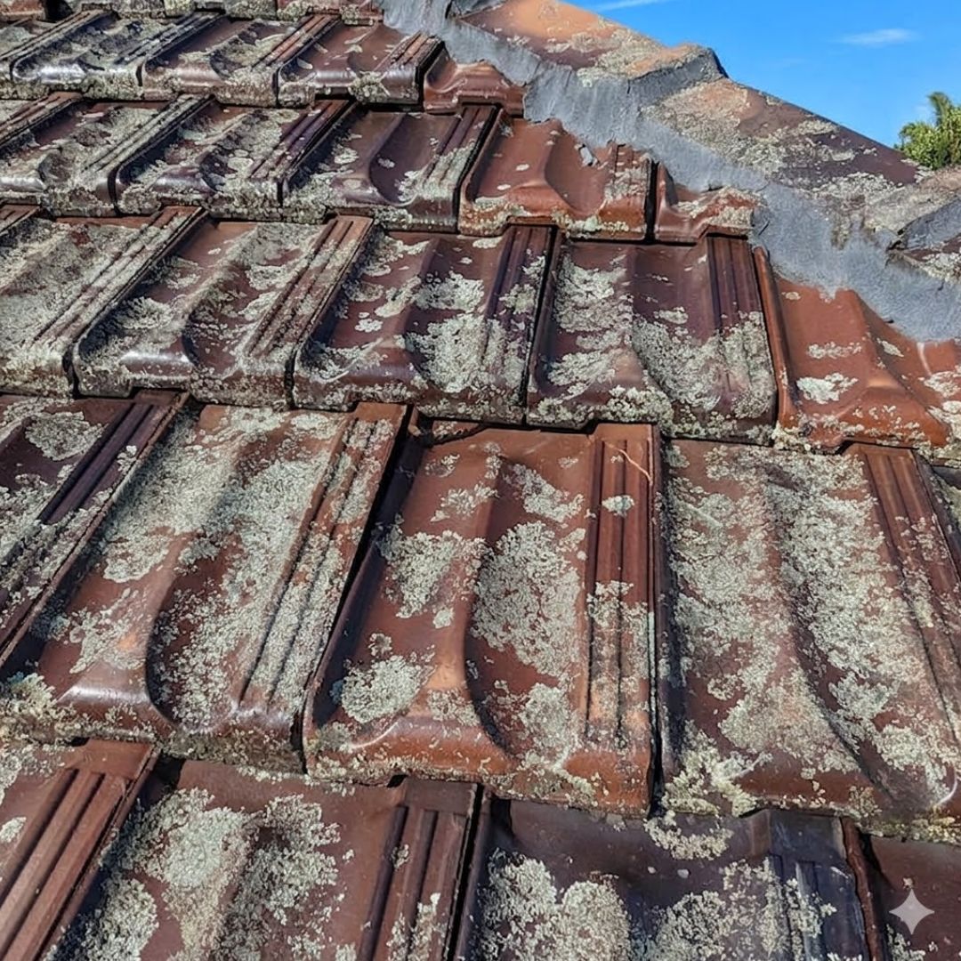 Cracked roof tile caused by walking incorrectly on the roof