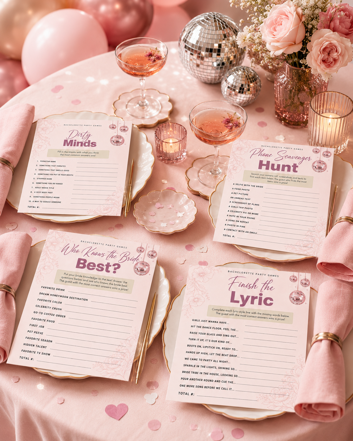 Girls night bachelorette party game setup