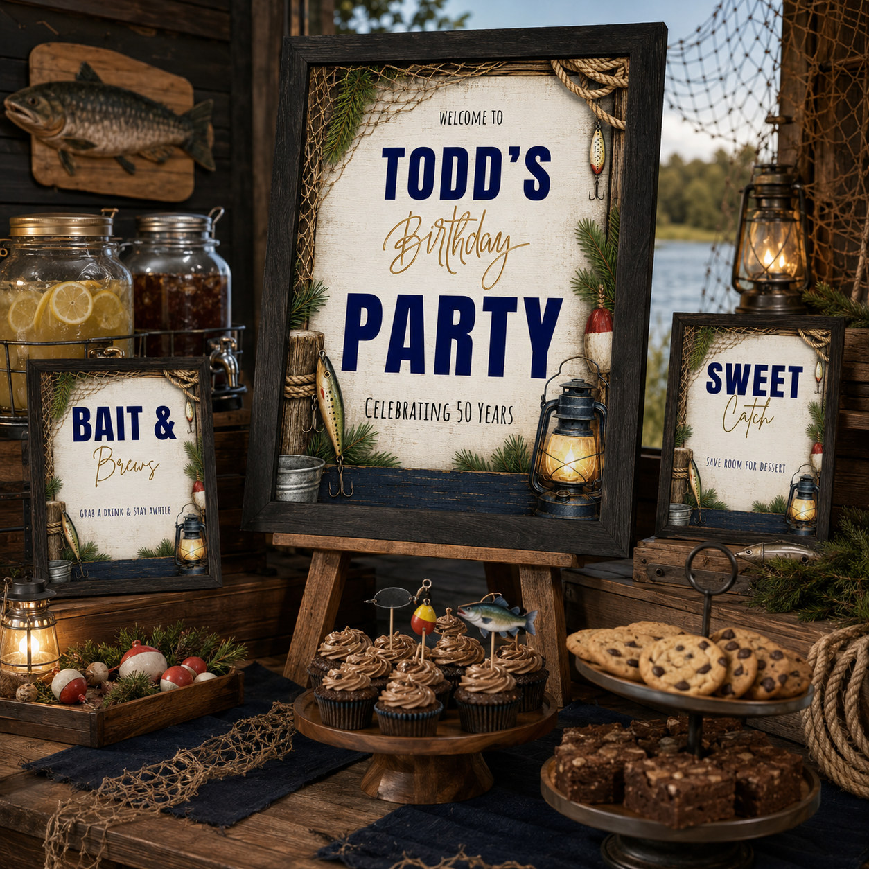 Fishing Birthday Printable Sign Preview