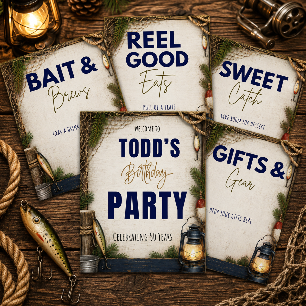 Fishing Birthday Printable Sign Preview