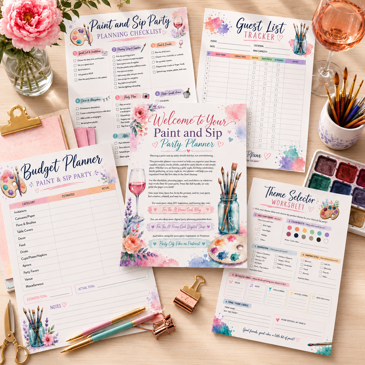 Paint and Sip Party Planner Printable Pages
