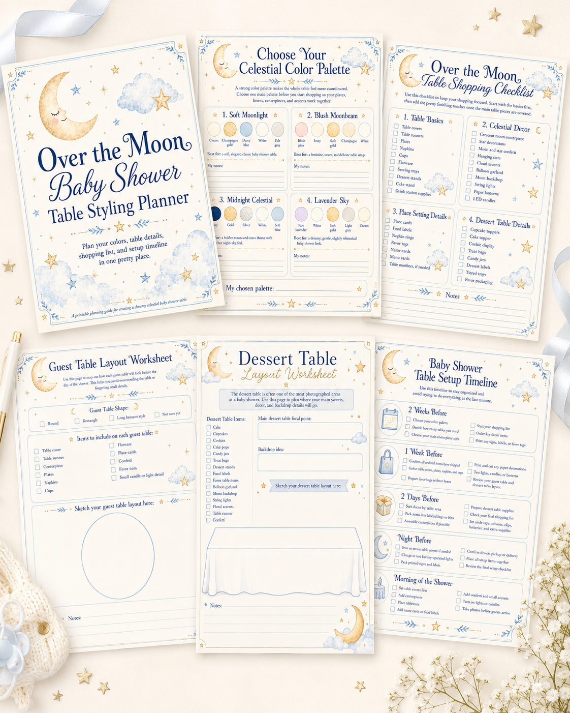 Over the Moon Baby Shower Table Styling Planner mockup