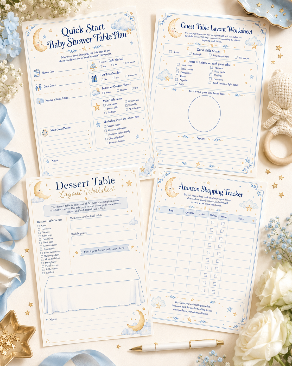 Printable planner pages mockup