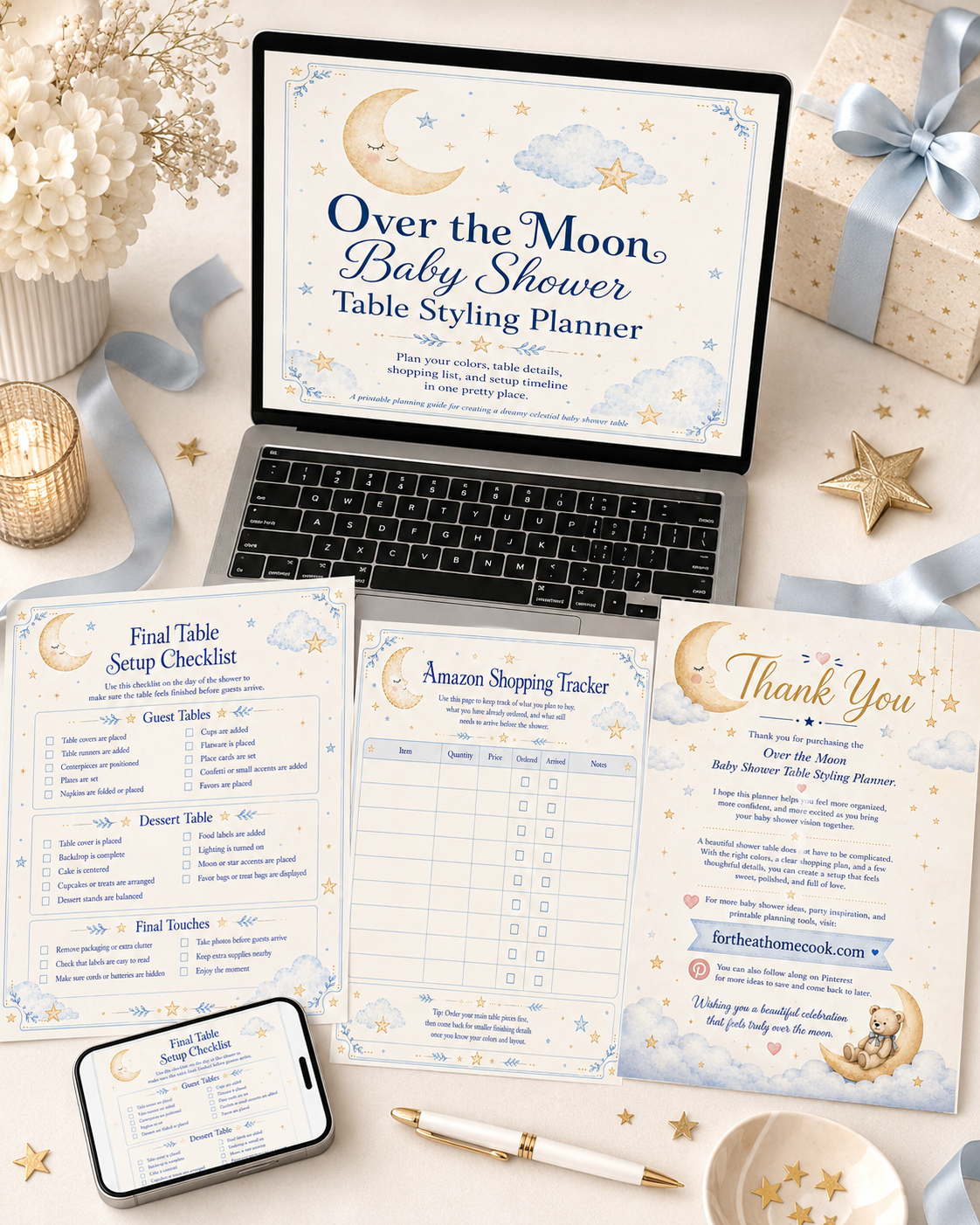 Printable baby shower planner worksheet mockup