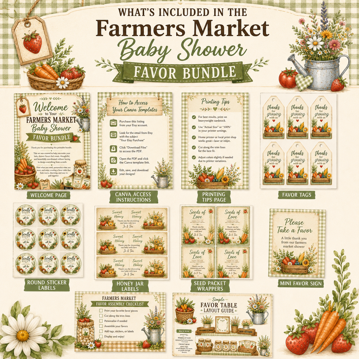 Farmers Market Baby Shower Favor Bundle