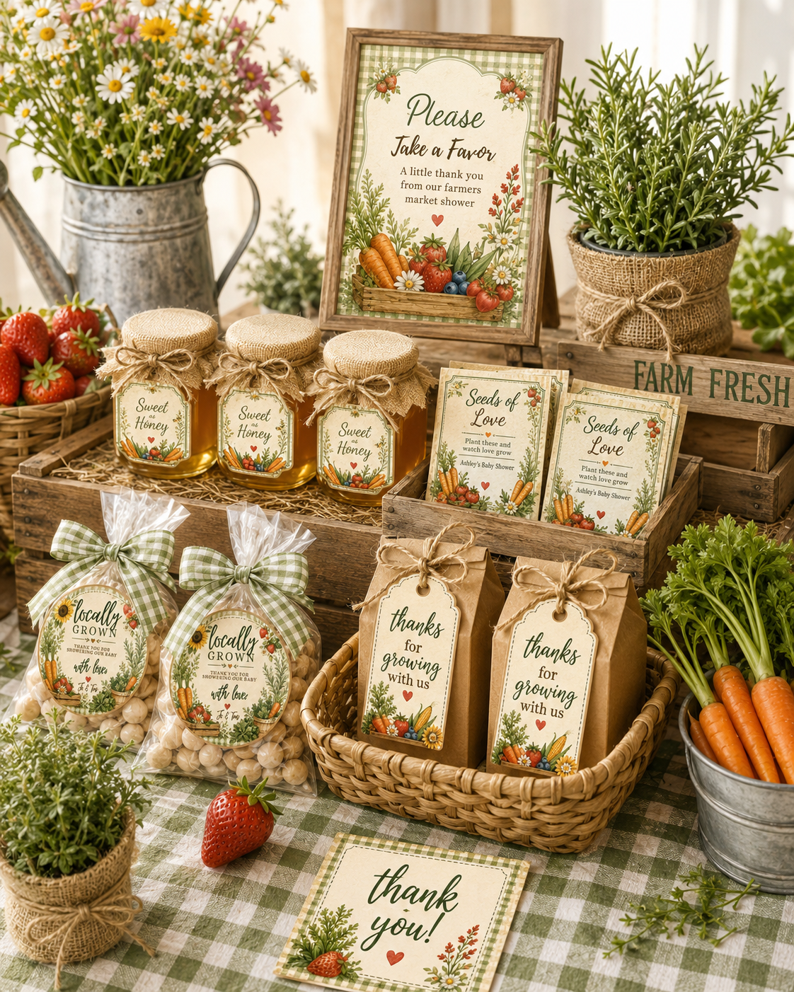 Farmers market favor setup mockup