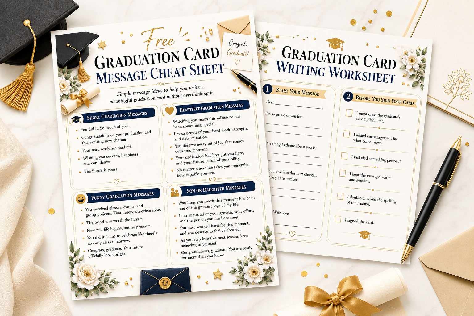 Free Graduation Card Message Cheat Sheet
