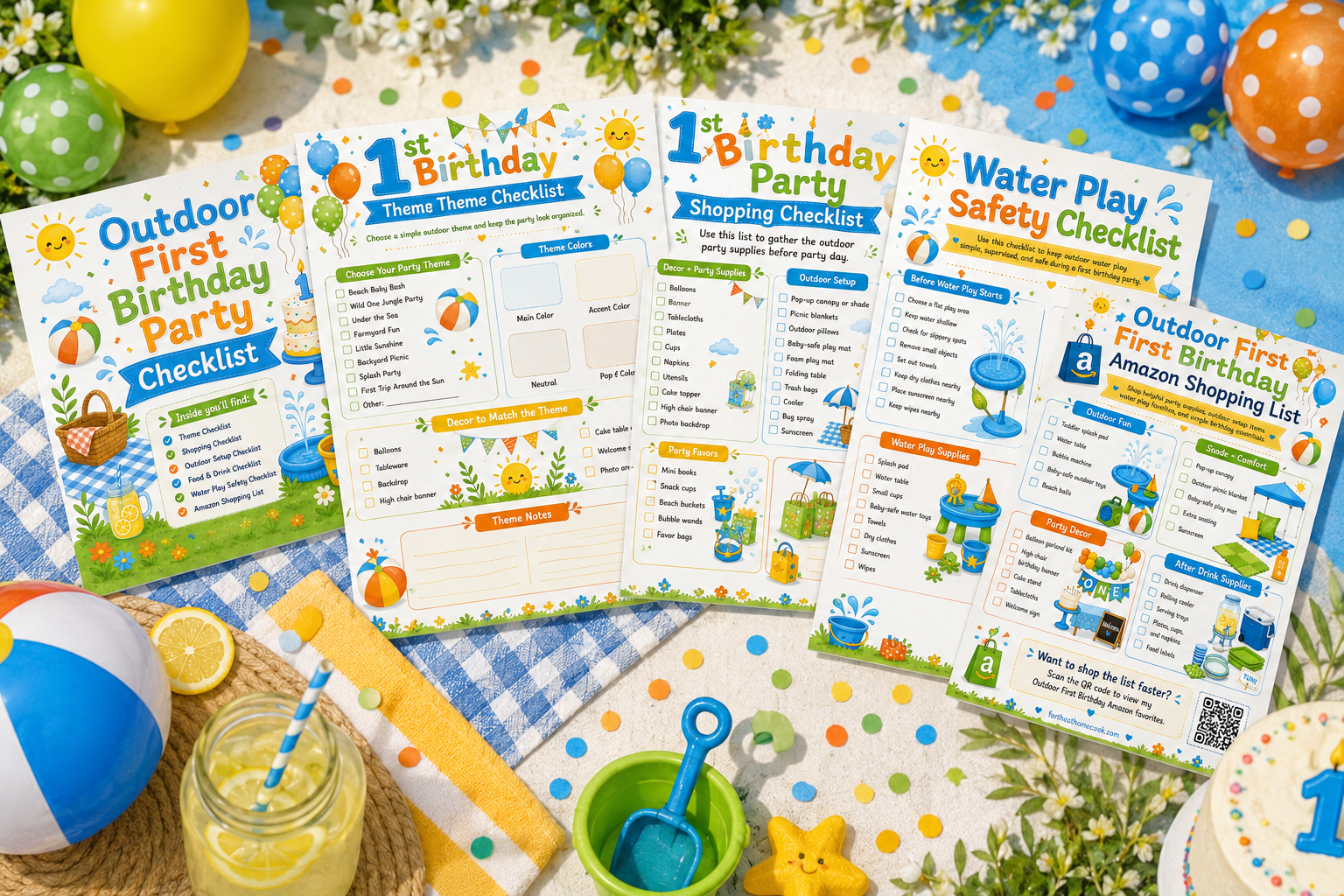 Free Outdoor First Birthday Party Checklist printable pages