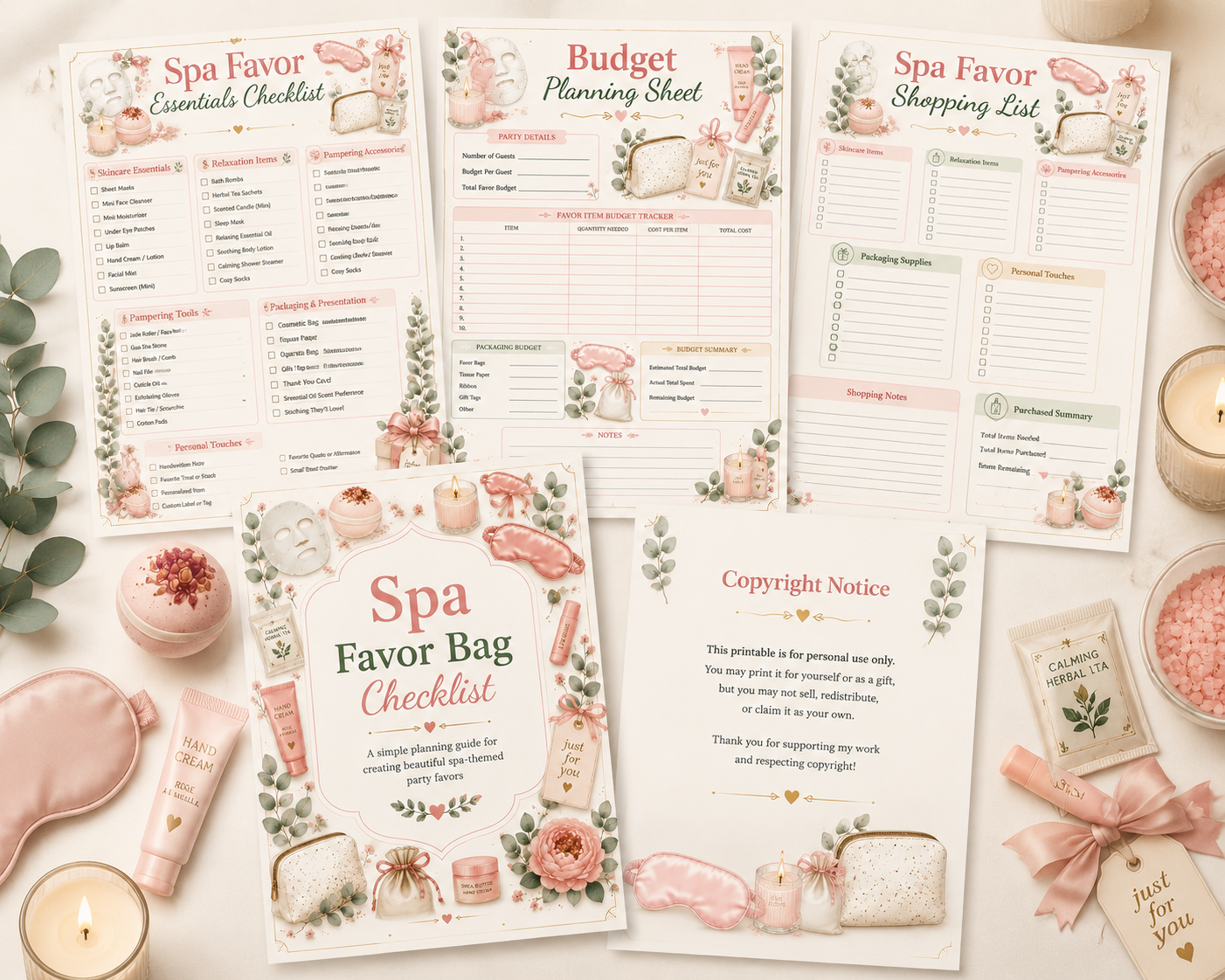 Spa Favor Checklist Page Preview