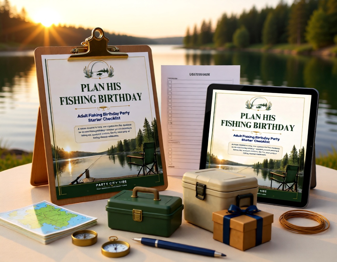 Adult Fishing Birthday Party Starter Checklist preview