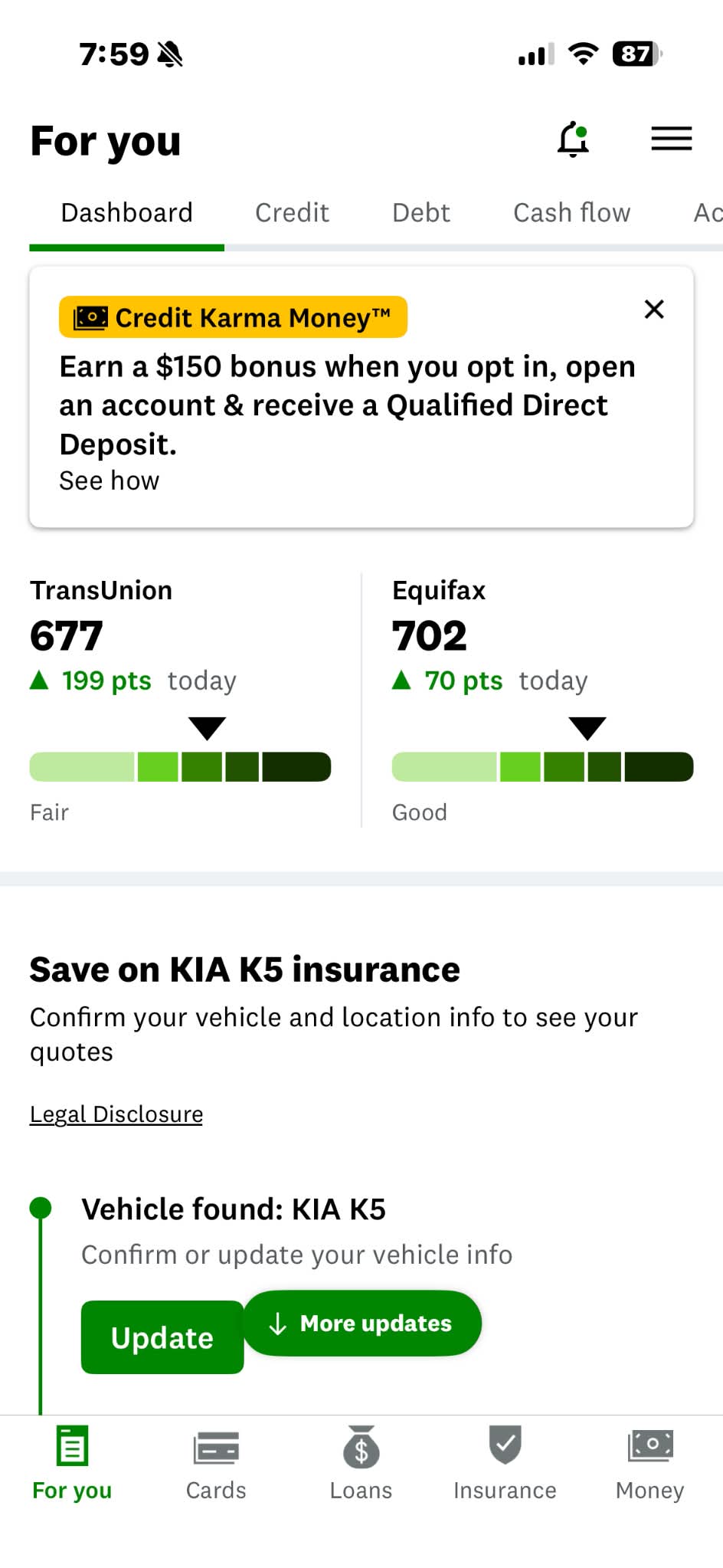 Client credit result