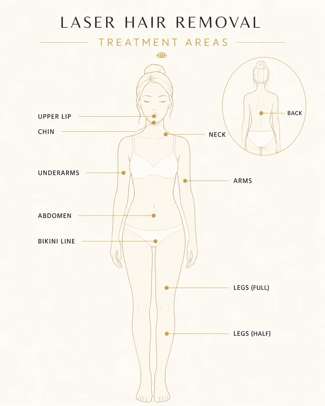 Laser hair removal treatment areas