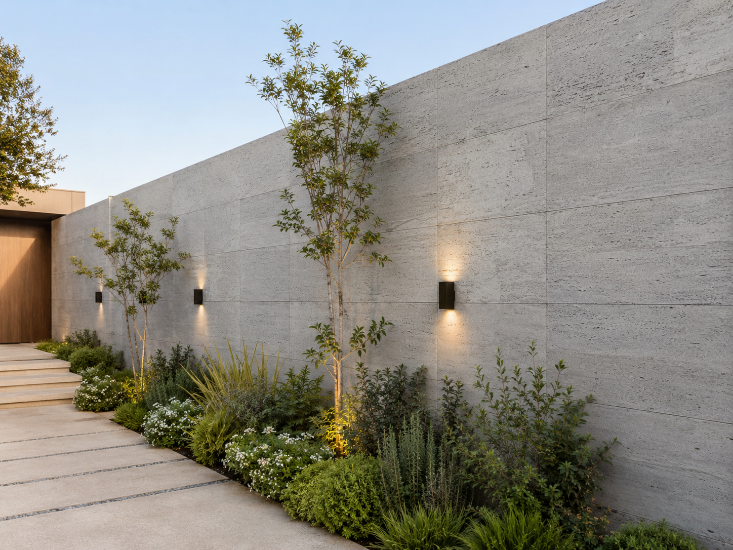 Muro exterior de jardín en cantera natural