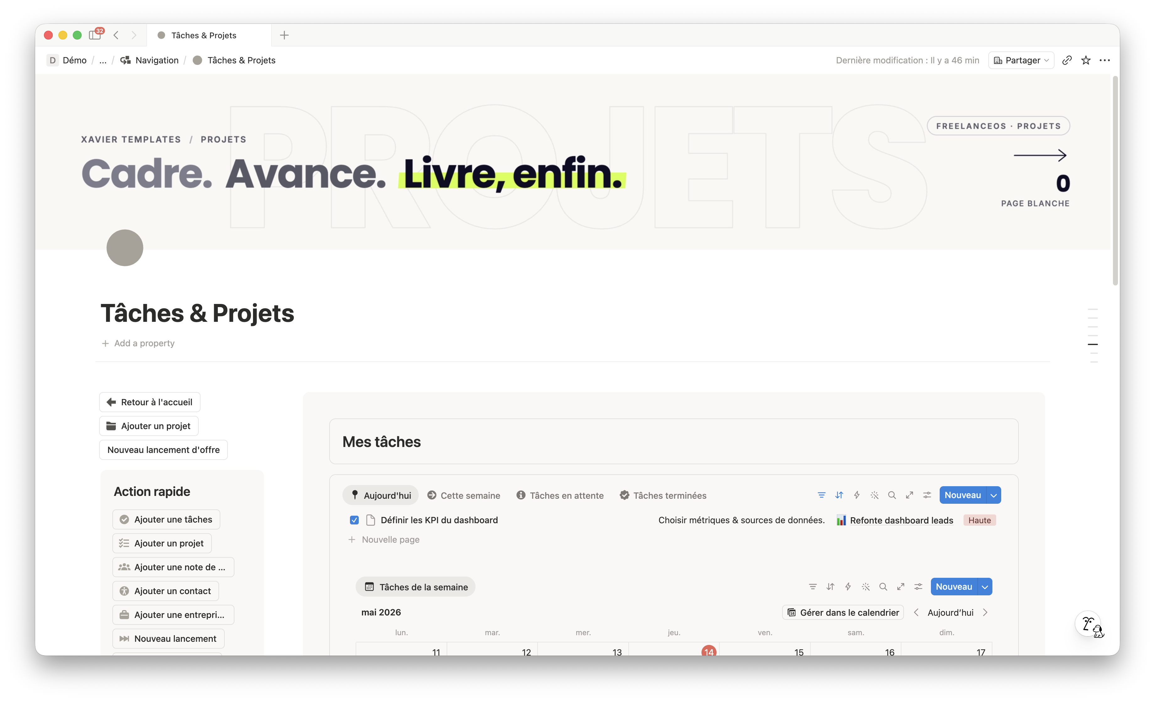 Module Projets & Tâches FreelanceOS