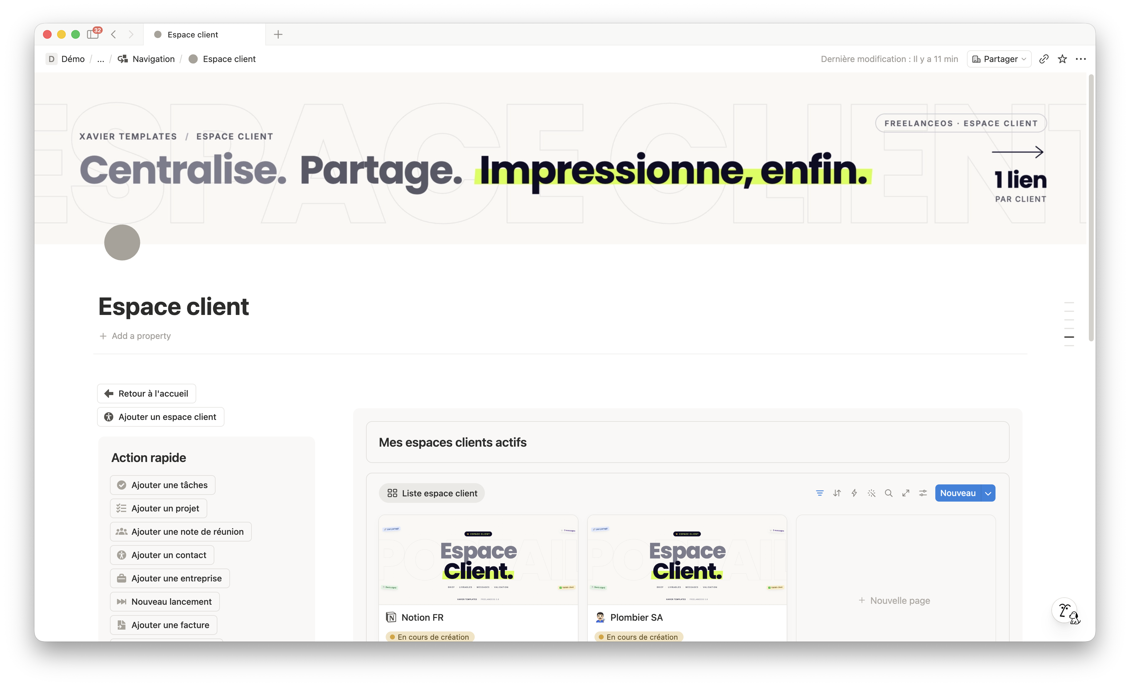 Module Création de contenu FreelanceOS