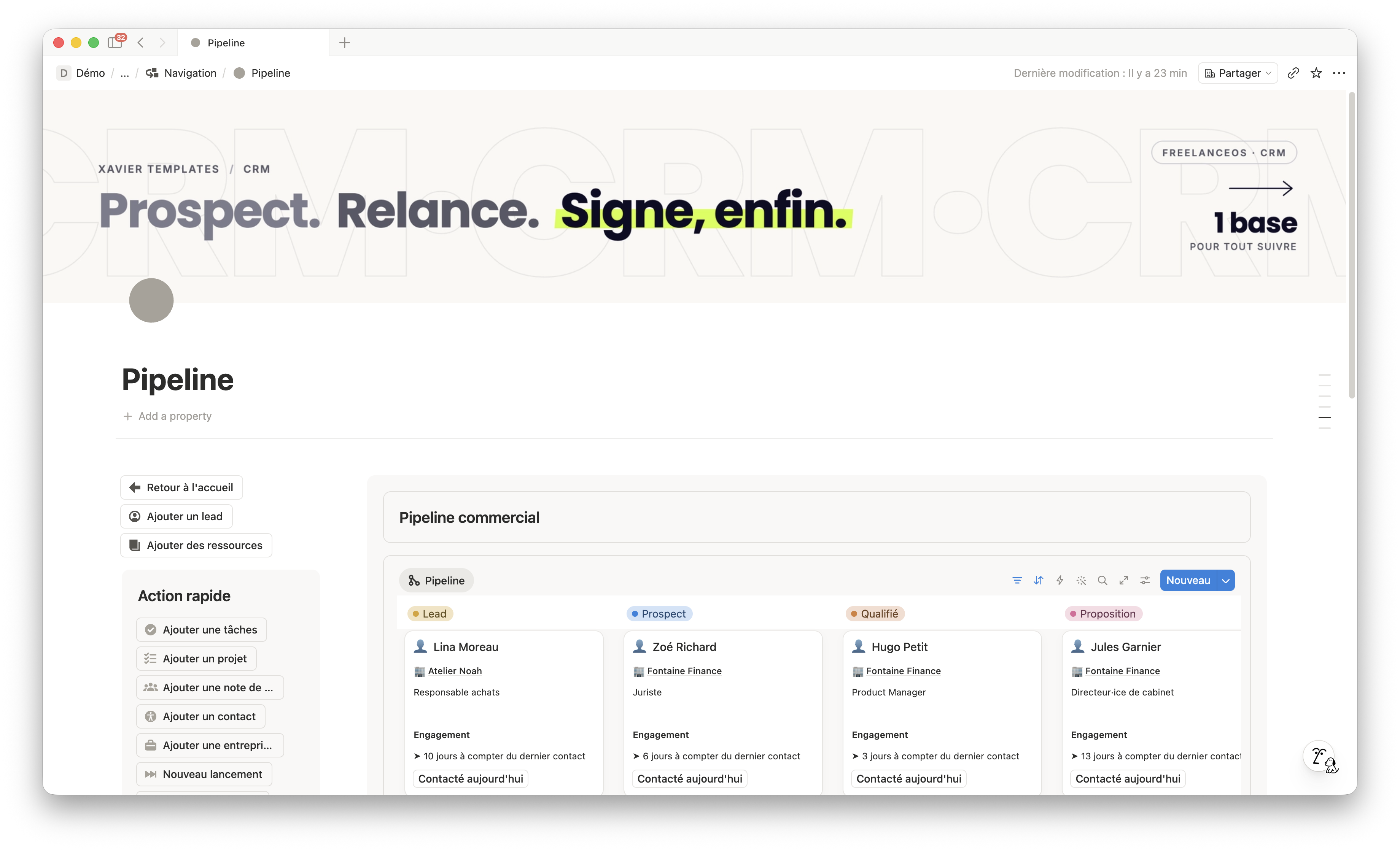 Module CRM FreelanceOS