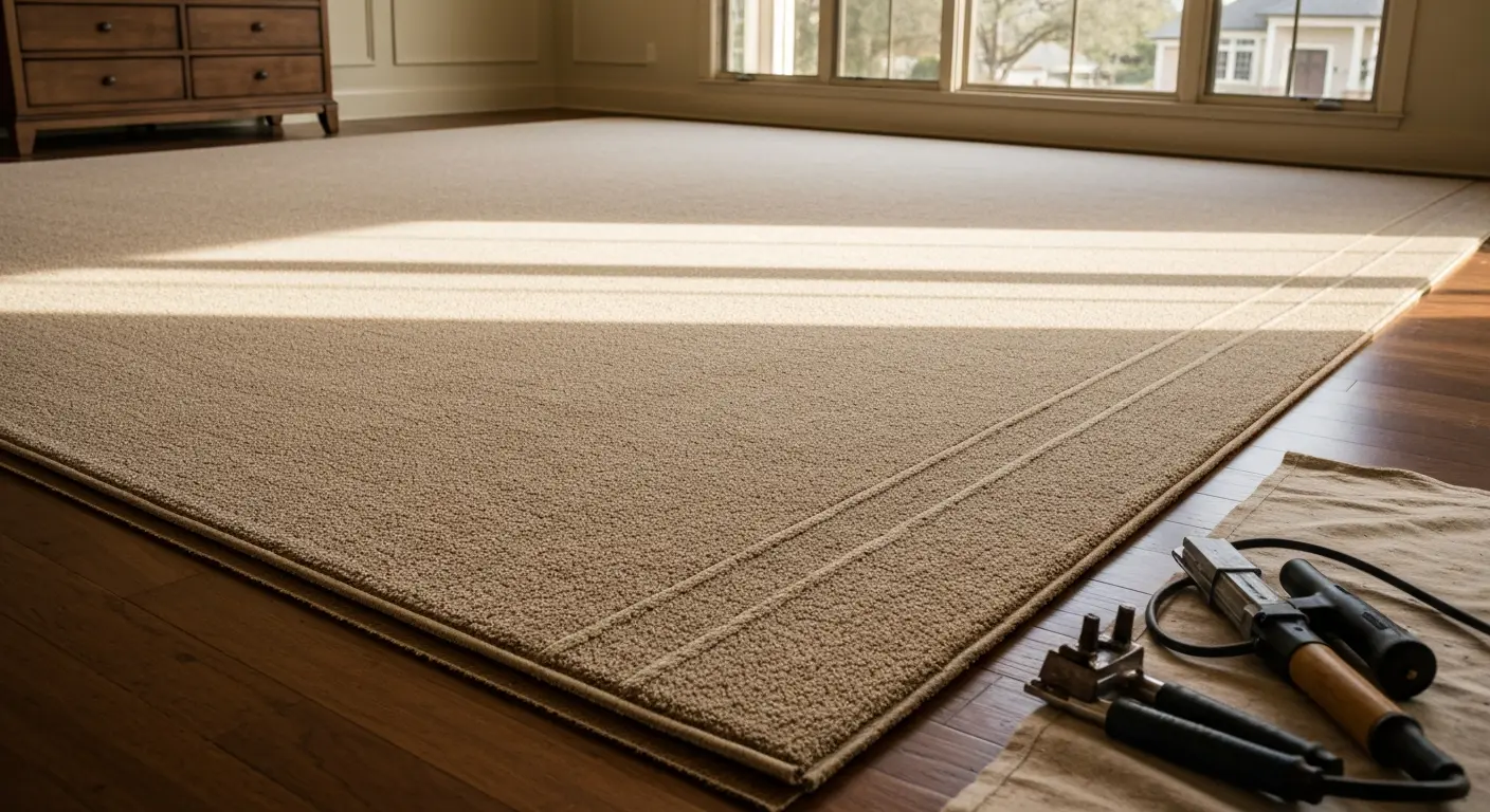 Carpet installation in bedroom