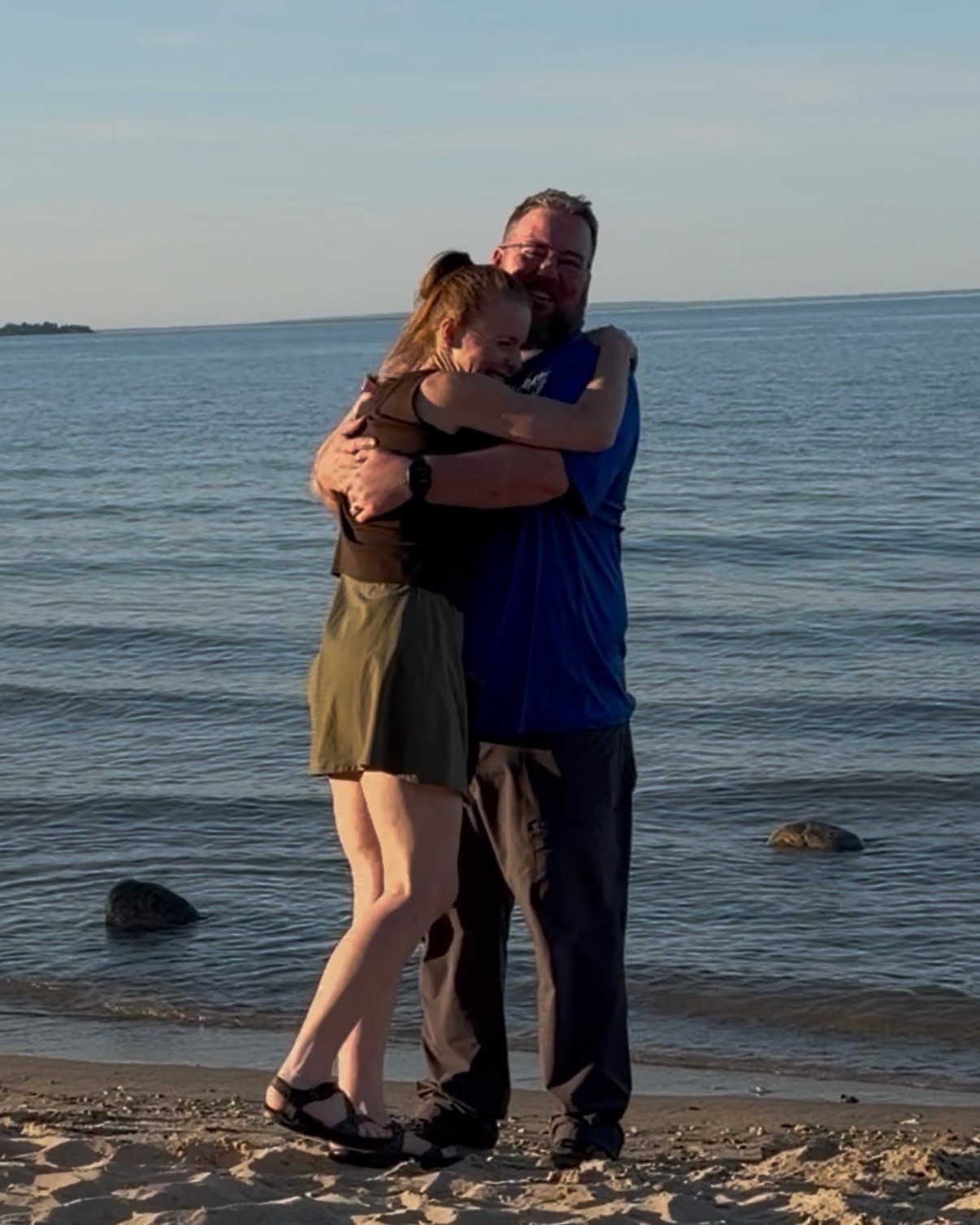 Brooke and Chris on the beach, the moment he said yes