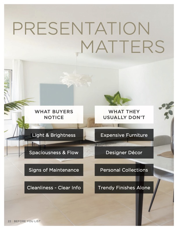 Page comparing what buyers notice with what they usually don't