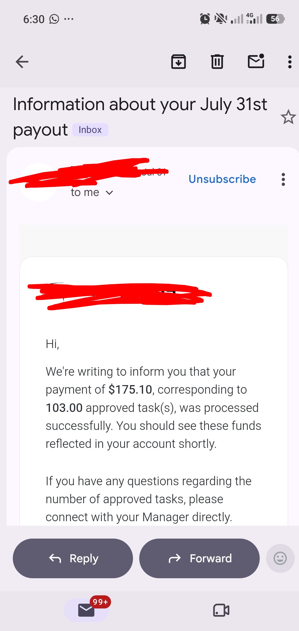 Payment proof from personal experience