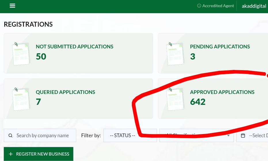 Akad Digital and Tech registration dashboard