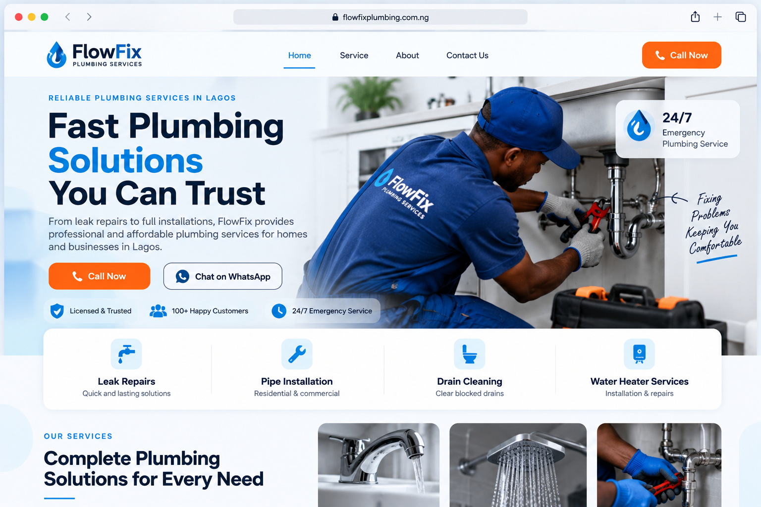 Plumbing website design