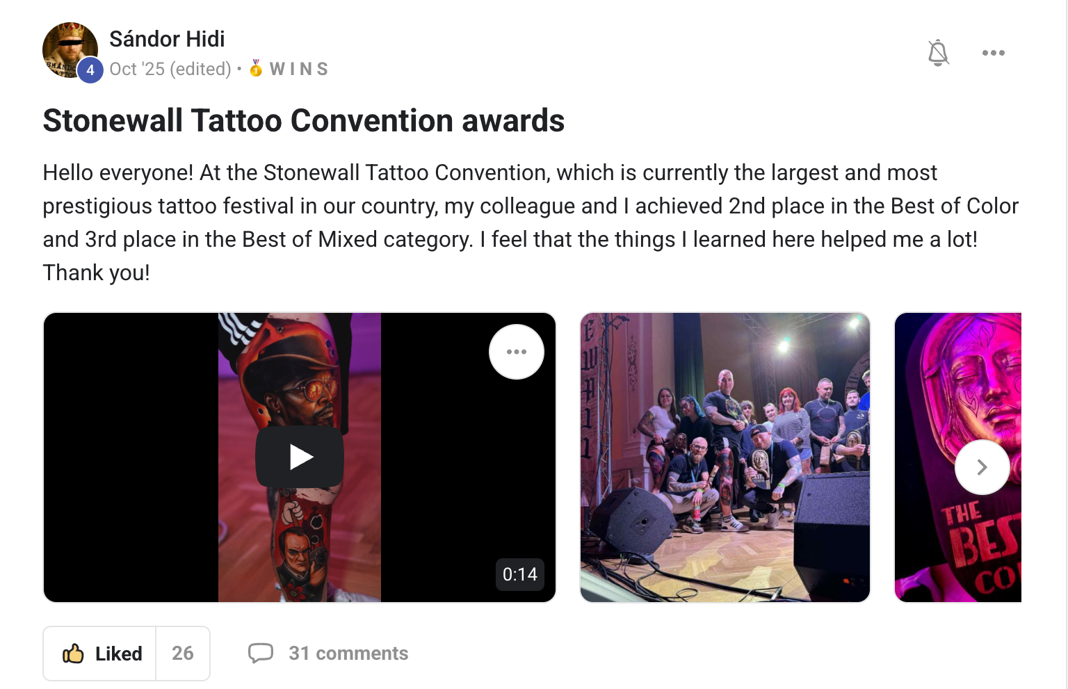 &hellip;the largest and most prestigious tattoo festival in our country&hellip; the things I learned here helped me a lot!