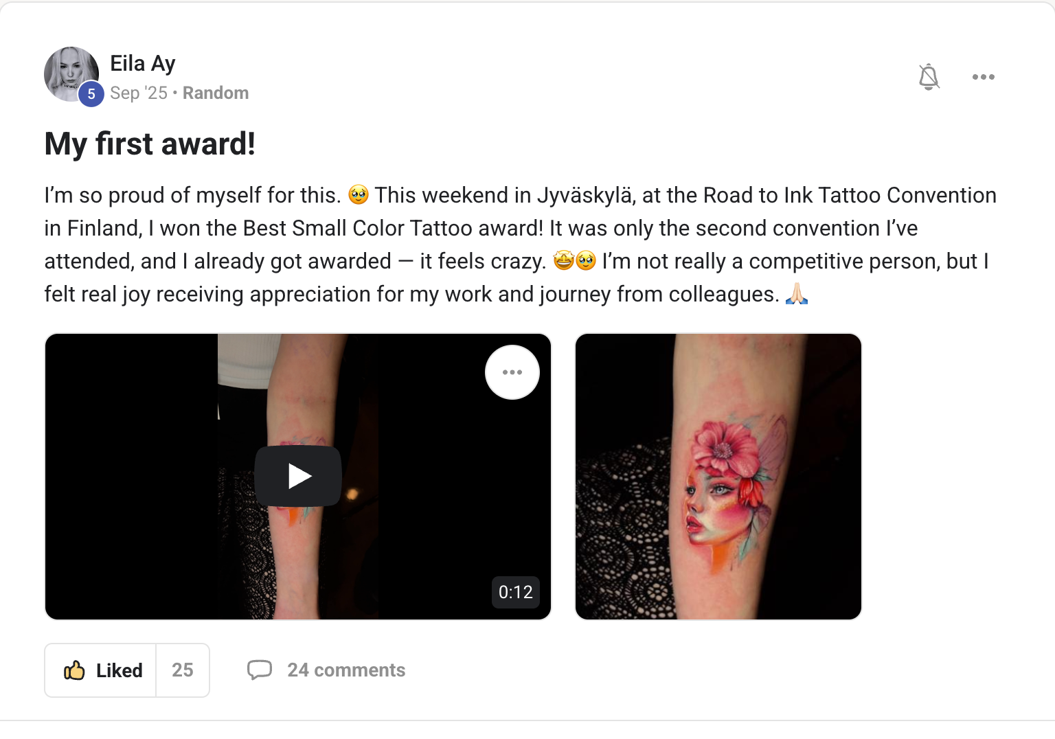 &hellip;I won the Best Small Color Tattoo award! It was only the second convention I&rsquo;ve attended&hellip;
