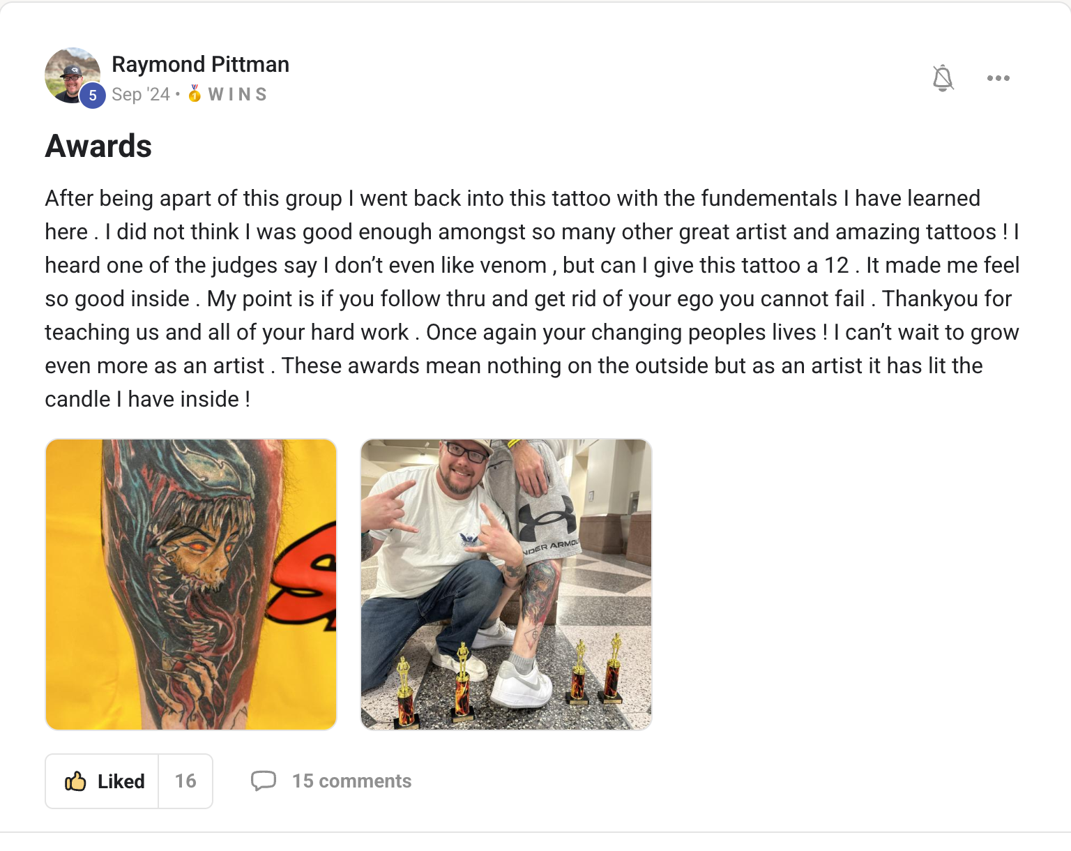 I heard one of the judges say I don&rsquo;t even like venom , but can I give this tattoo a 12