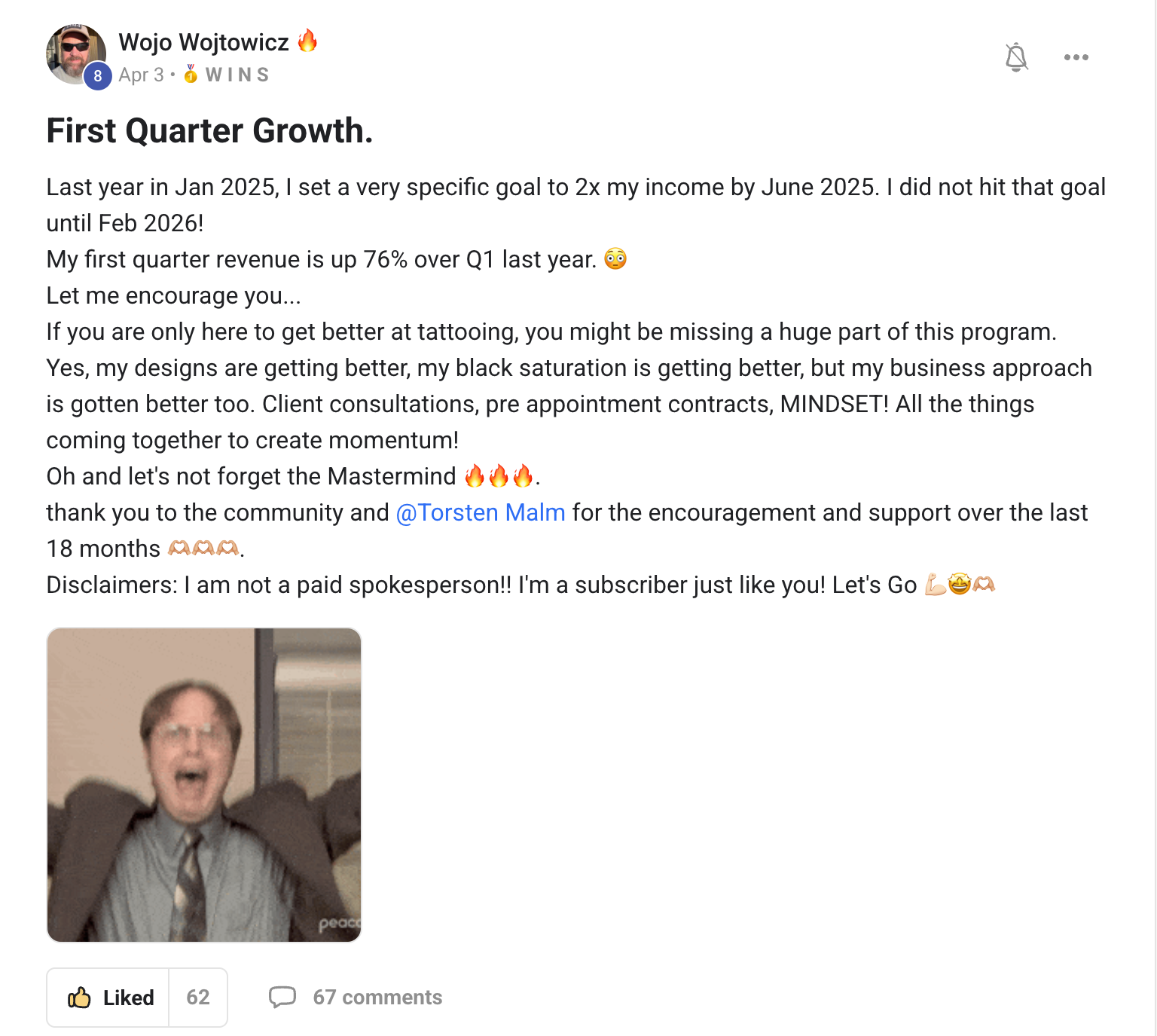 My first quarter revenue is up 76% over Q1 last year&hellip; I am not a paid spokesperson!! I&rsquo;m a subscriber just like you!