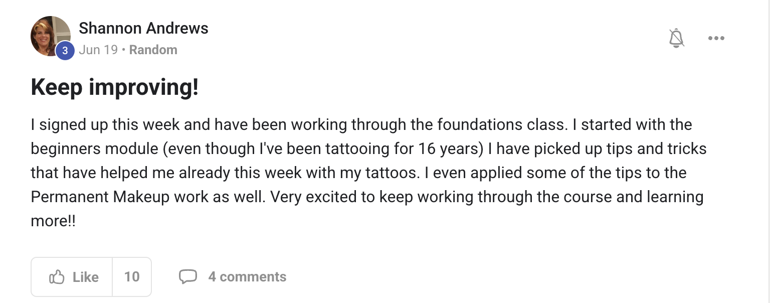 I started with the beginners module (even though I&rsquo;ve been tattooing for 16 years)