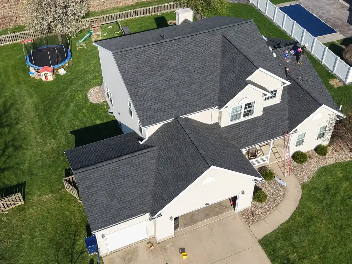 A recent roof replaced by Weikles Roofing in Mansfield, OH.