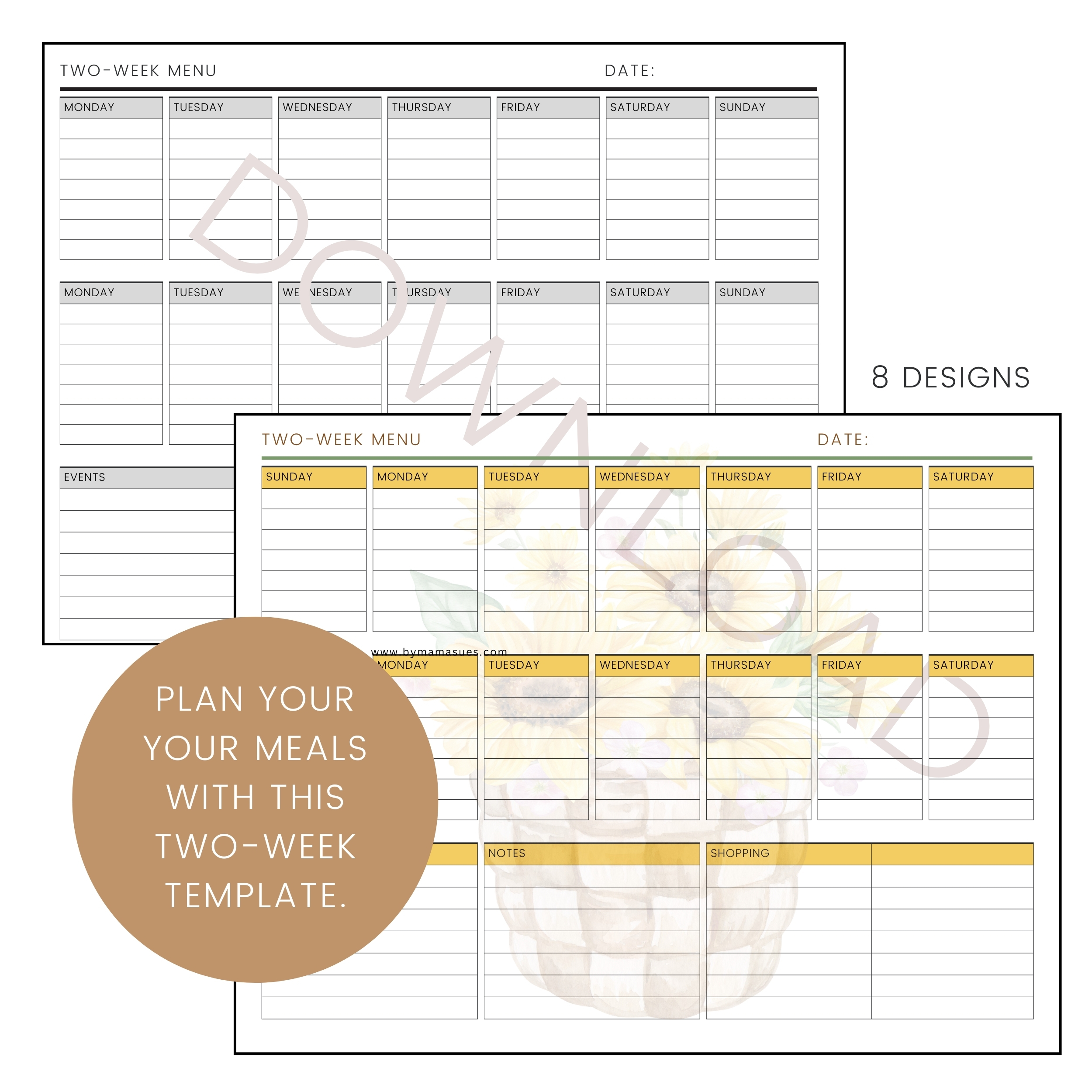 Two Week Menu Planning Template