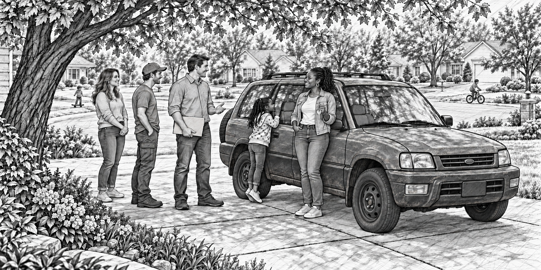 Pencil sketch of a 2002 Chevrolet Astro Van