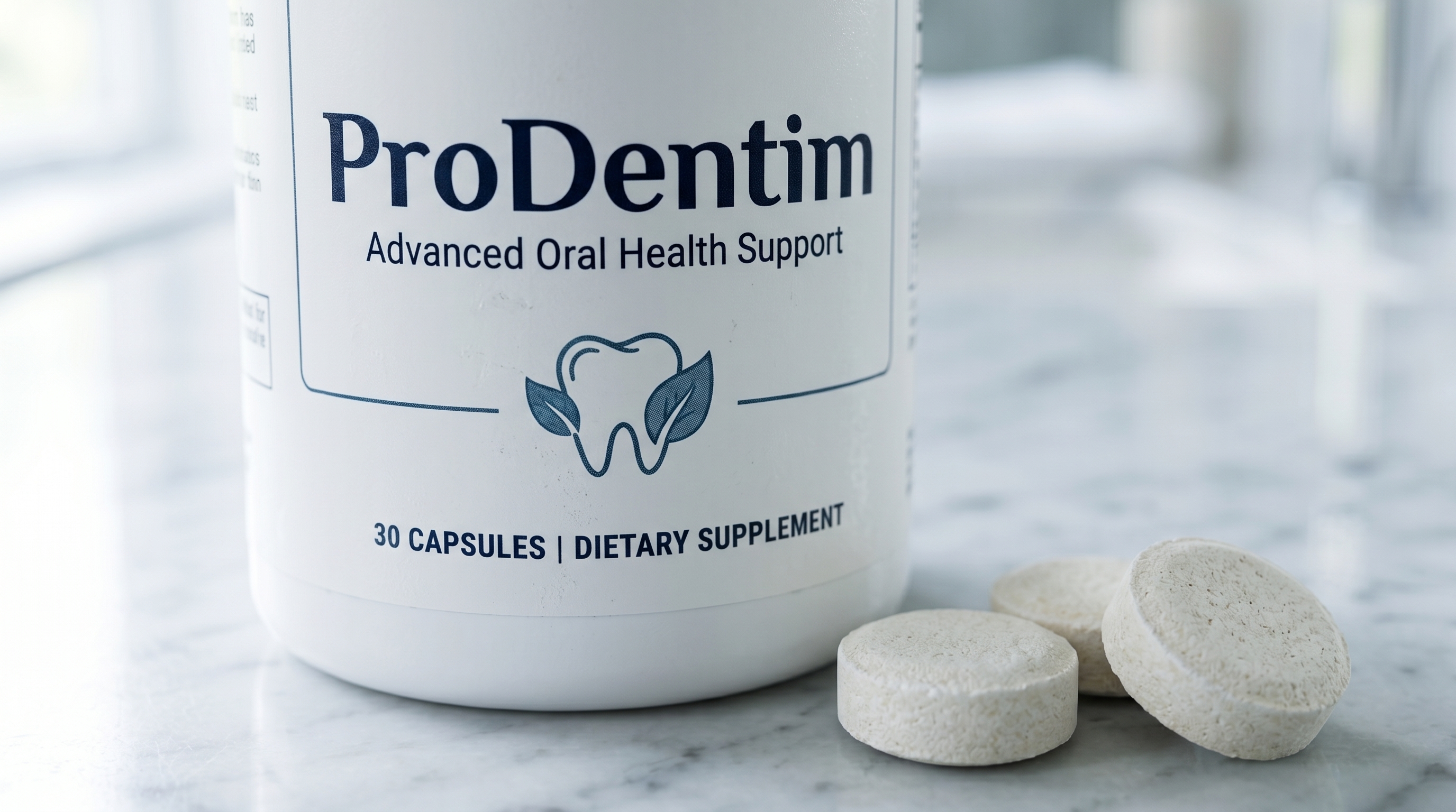 Extreme macro close-up of a ProDentim soft chewable tablet showing active probiotic texture