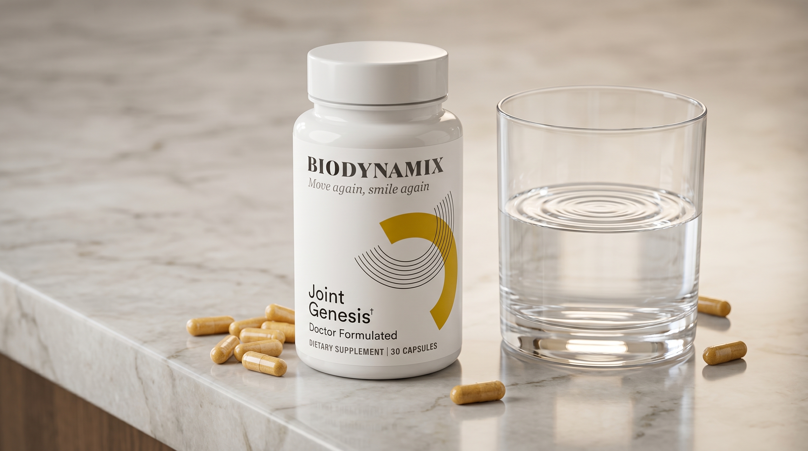 BioDynamix Joint Genesis supplement bottle and professional packaging layout