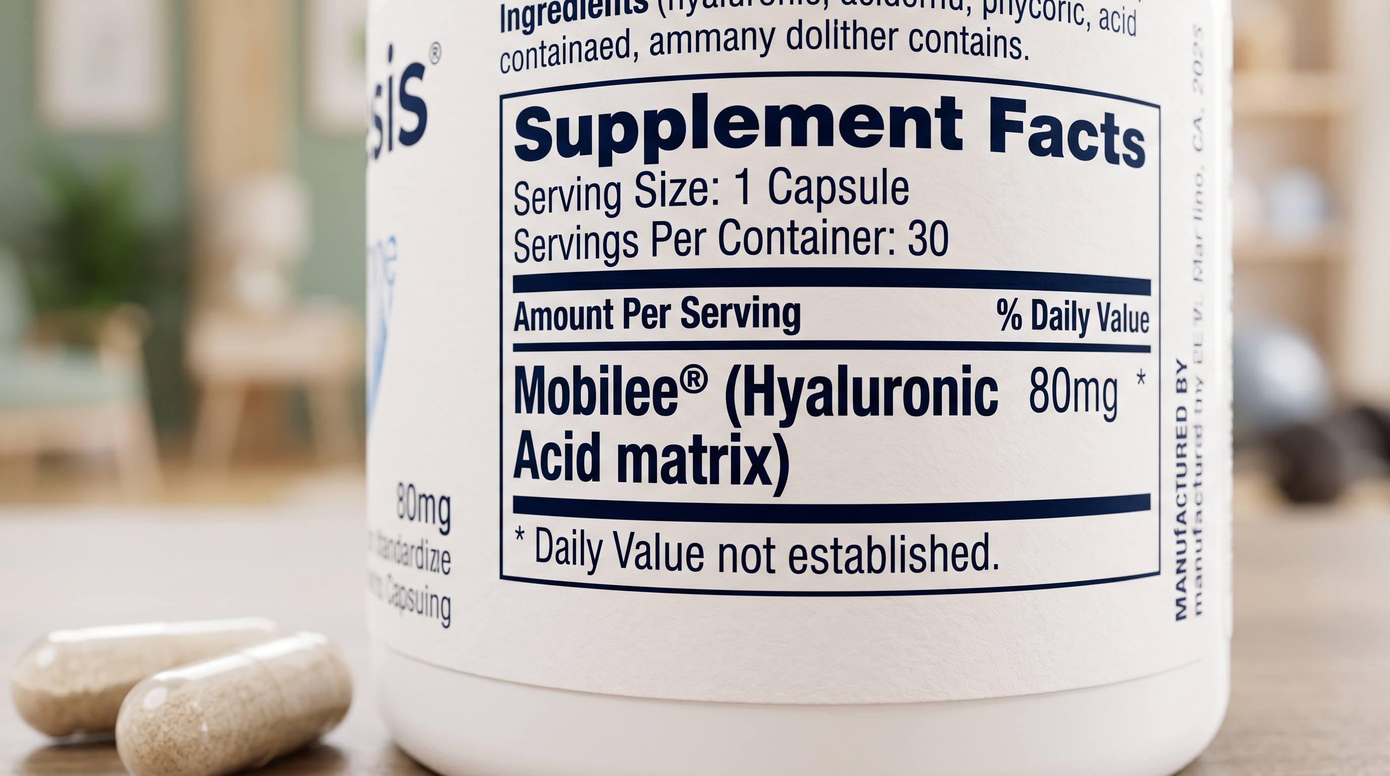 Macro detail view of Joint Genesis capsules containing the Mobilee blend
