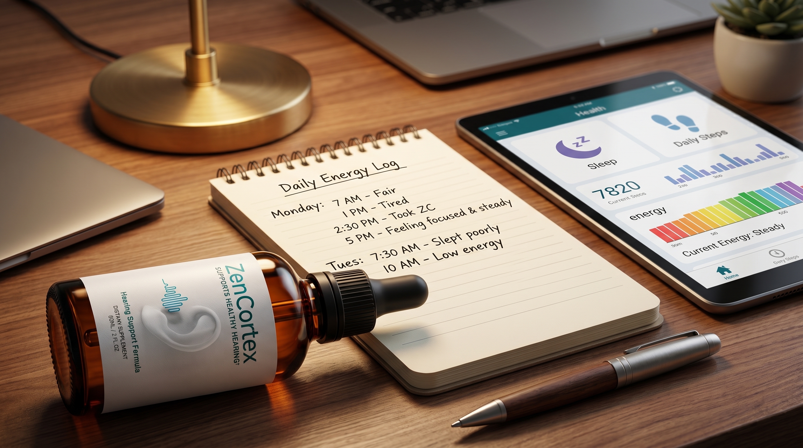 ZenCortex 360 degree auditory health liquid formula bottle layout