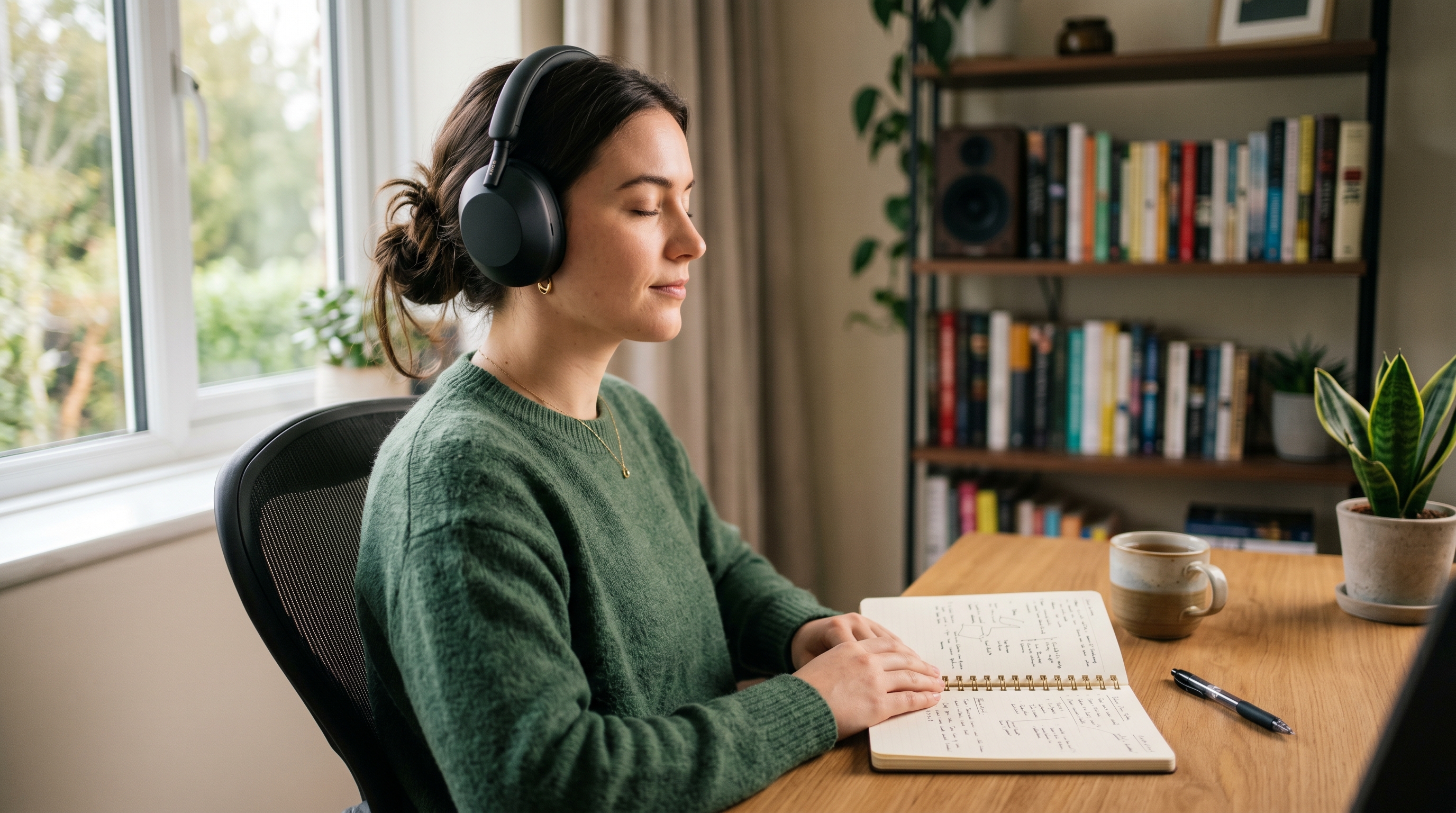 Close-up realistic shot of stereo headphones used for the binaural sound entrainment