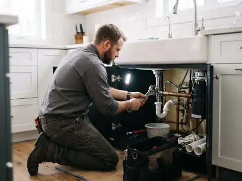 Plumbing professional at work