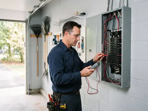 Electrical professional at work