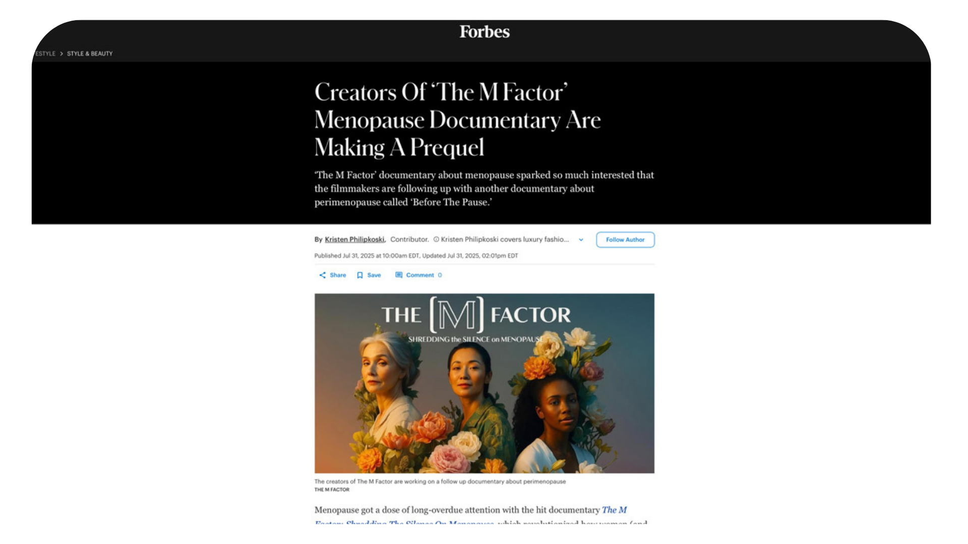 Forbes The M Factor Documentary Press Feature
