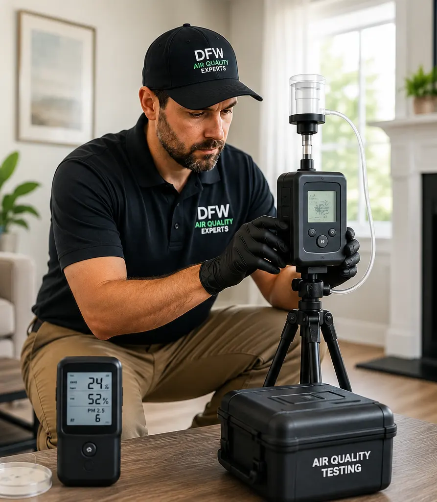 Technician taking an indoor air sample