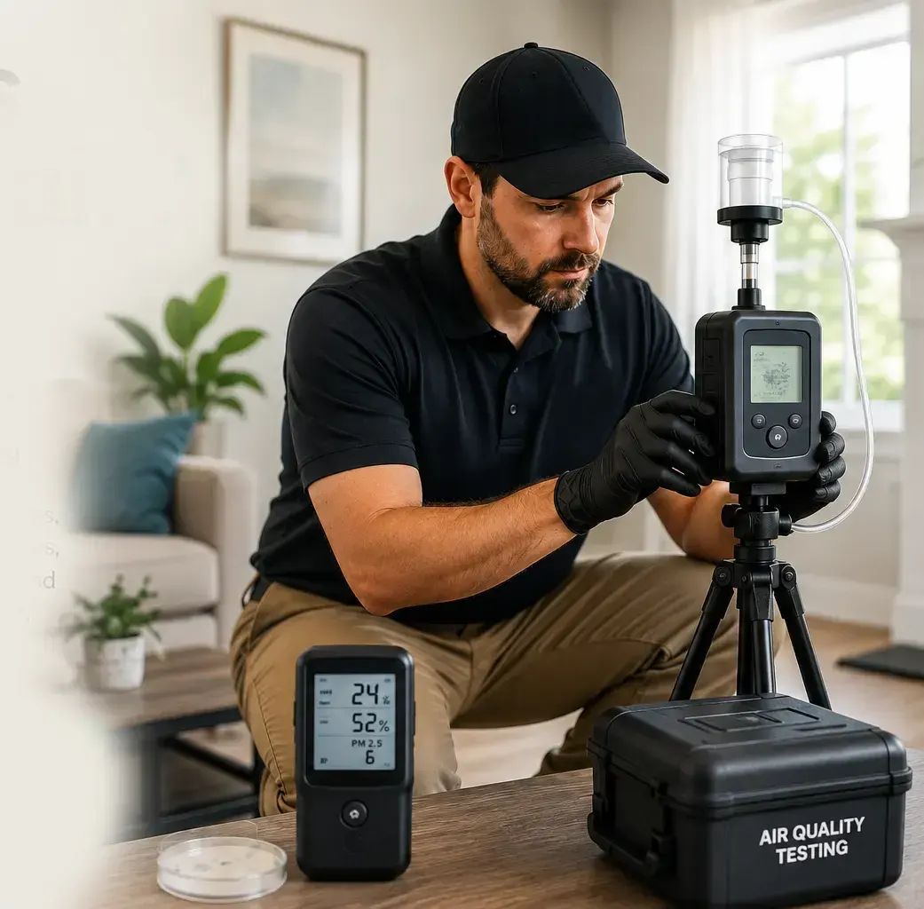Technician taking an indoor air sample