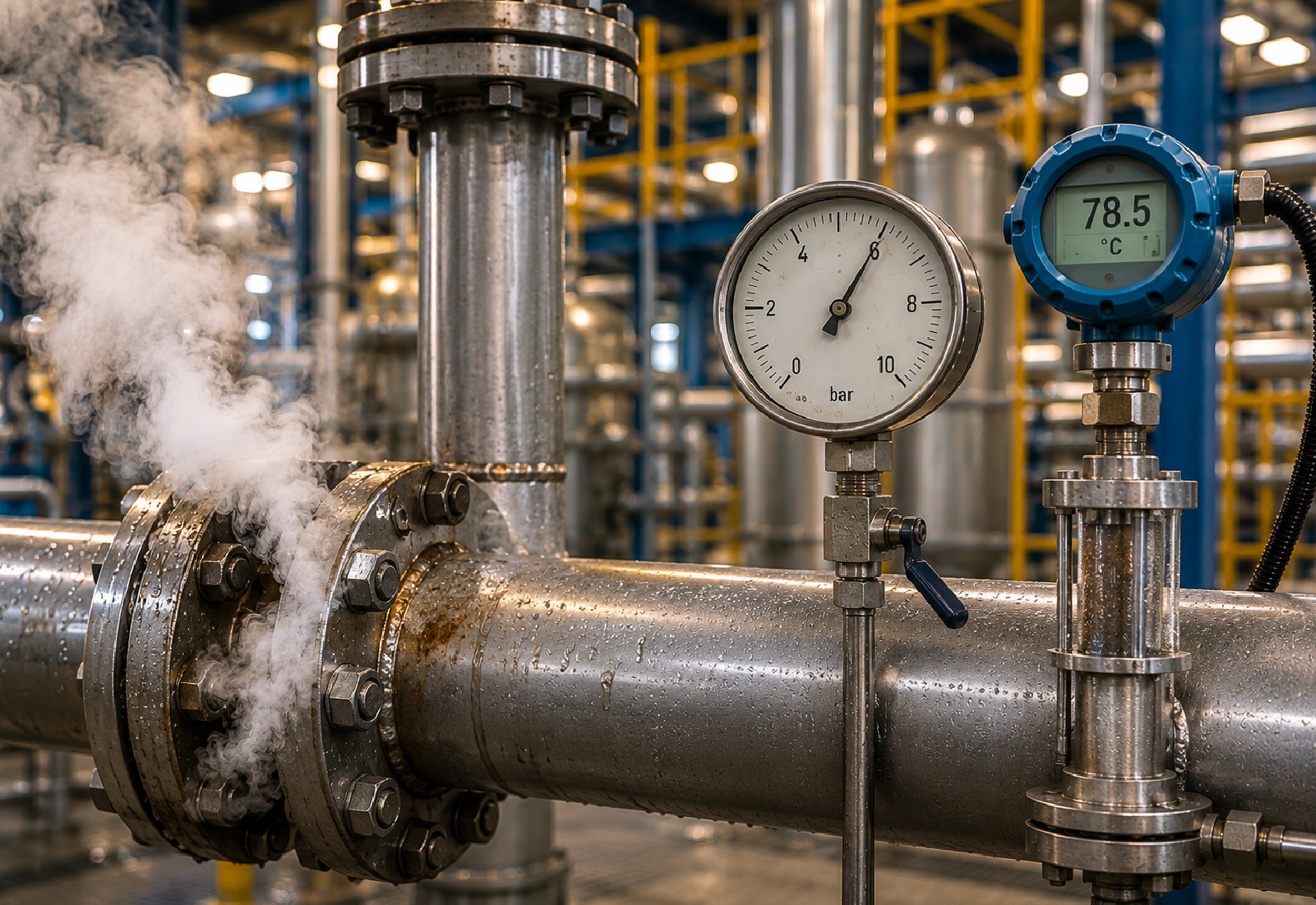 Condición industrial relacionada con presión, material particulado o temperatura