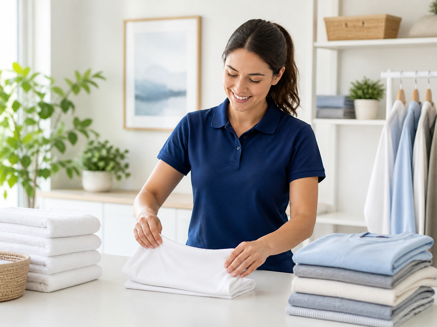 Laundry provider folding clothes