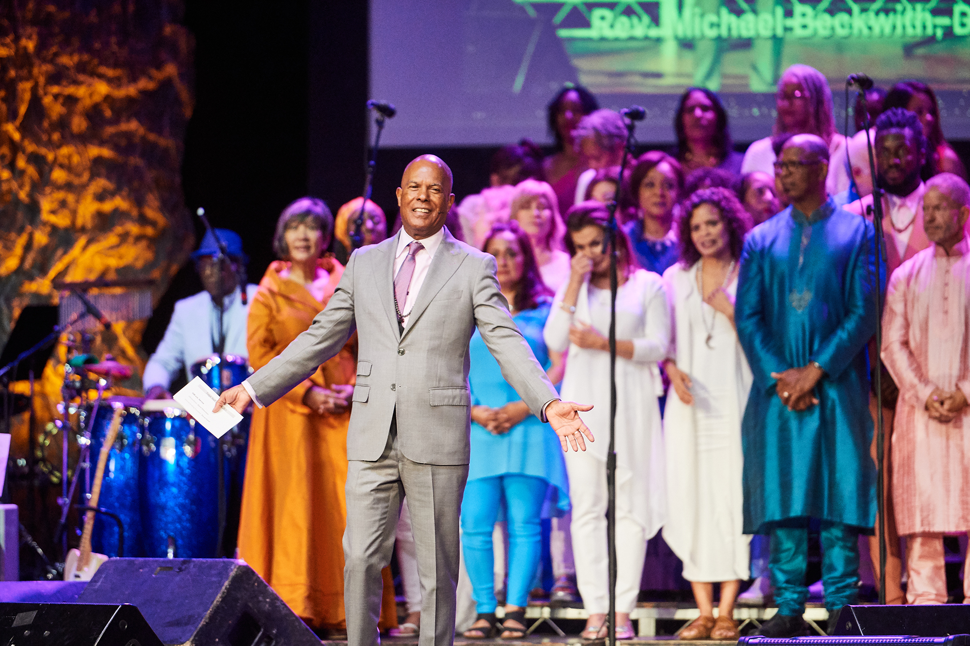 Rev. Michael Beckwith on stage