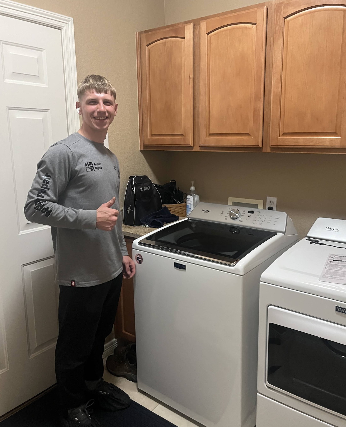 Gena with two completed washing machine repairs — Denver metro