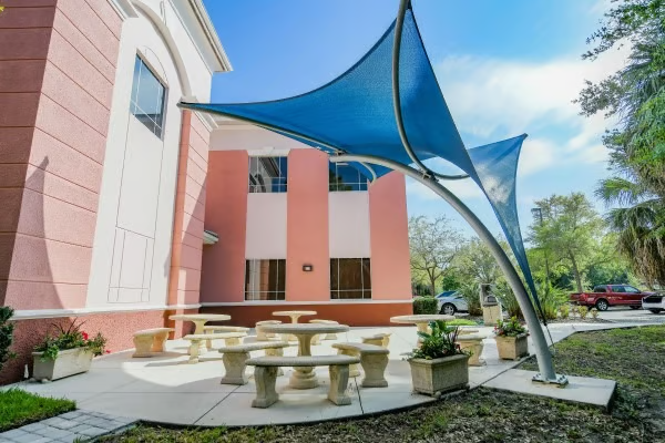 Shade structure over a commercial parking area